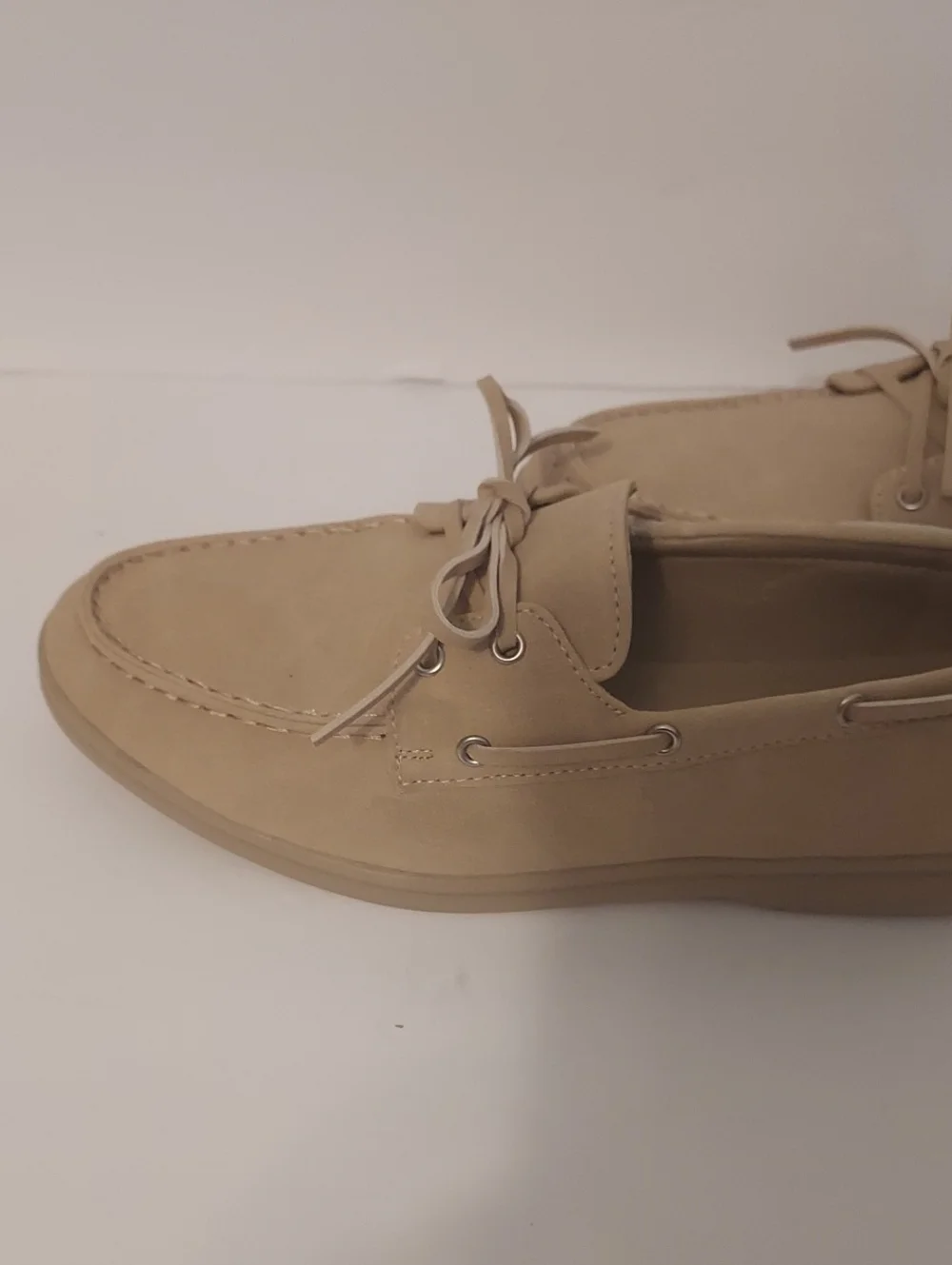 JustFab Faux Suede Boat Shoe Beige Tan Cream Size 7